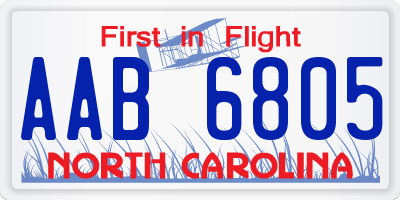 NC license plate AAB6805