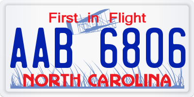 NC license plate AAB6806