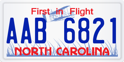 NC license plate AAB6821