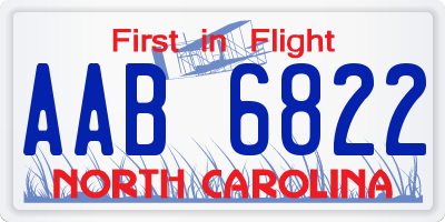 NC license plate AAB6822