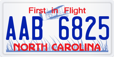 NC license plate AAB6825