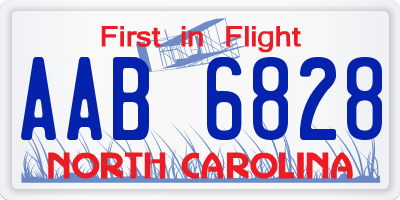 NC license plate AAB6828