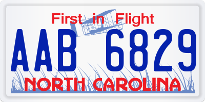 NC license plate AAB6829