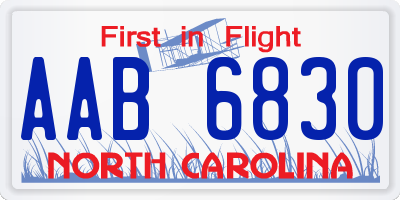 NC license plate AAB6830