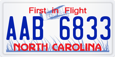 NC license plate AAB6833