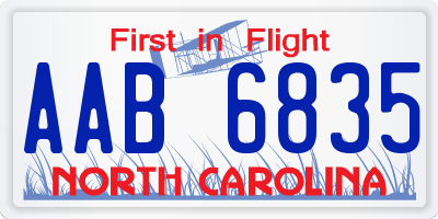 NC license plate AAB6835
