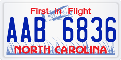 NC license plate AAB6836