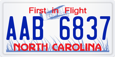 NC license plate AAB6837