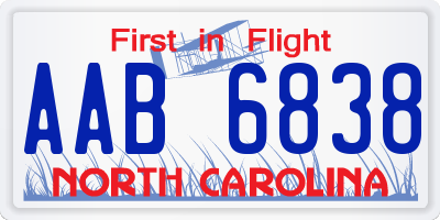 NC license plate AAB6838