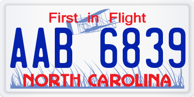 NC license plate AAB6839