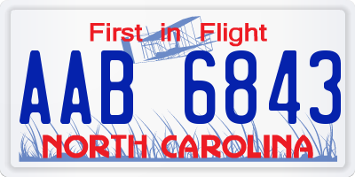 NC license plate AAB6843