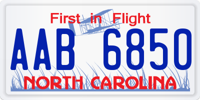 NC license plate AAB6850