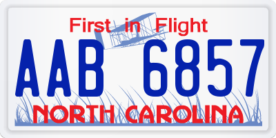 NC license plate AAB6857