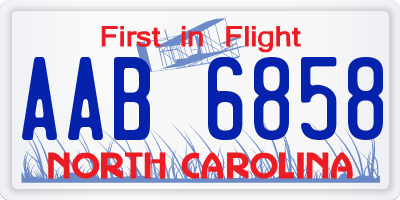NC license plate AAB6858