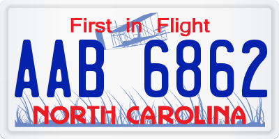 NC license plate AAB6862