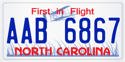 NC license plate AAB6867