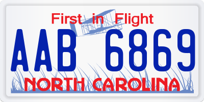 NC license plate AAB6869