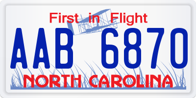 NC license plate AAB6870