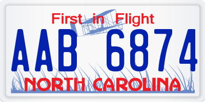 NC license plate AAB6874