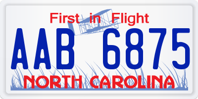 NC license plate AAB6875