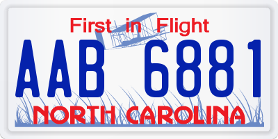 NC license plate AAB6881