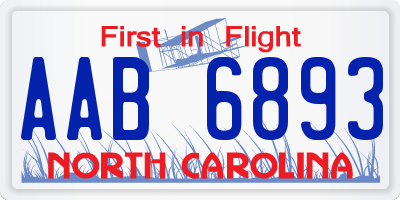 NC license plate AAB6893