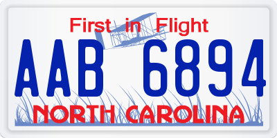 NC license plate AAB6894