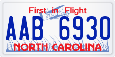 NC license plate AAB6930