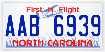 NC license plate AAB6939