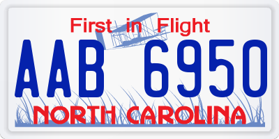 NC license plate AAB6950