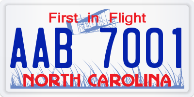 NC license plate AAB7001