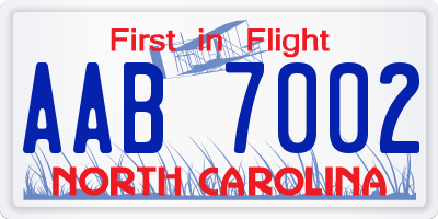 NC license plate AAB7002