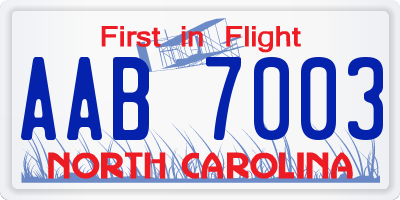 NC license plate AAB7003