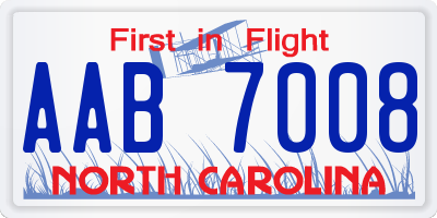 NC license plate AAB7008