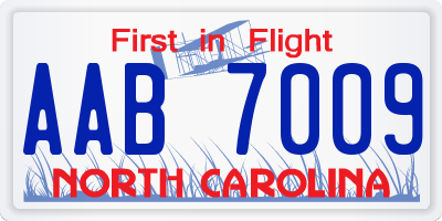 NC license plate AAB7009