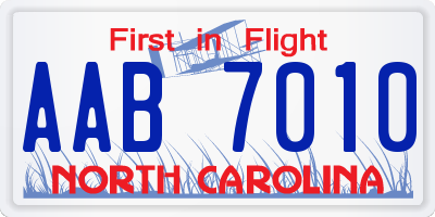 NC license plate AAB7010