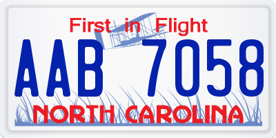 NC license plate AAB7058