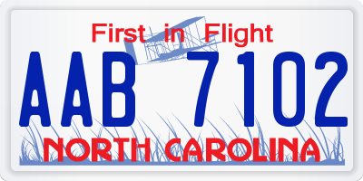 NC license plate AAB7102