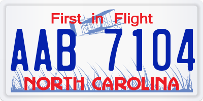 NC license plate AAB7104