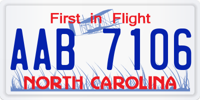 NC license plate AAB7106