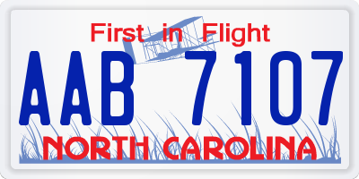 NC license plate AAB7107