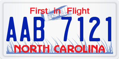 NC license plate AAB7121