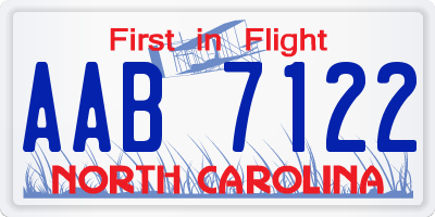 NC license plate AAB7122