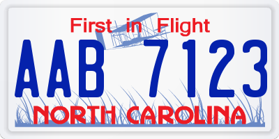 NC license plate AAB7123