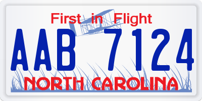 NC license plate AAB7124
