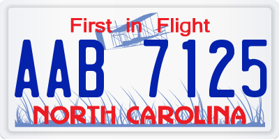 NC license plate AAB7125