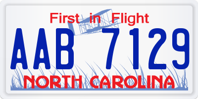 NC license plate AAB7129