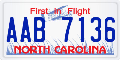 NC license plate AAB7136
