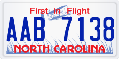 NC license plate AAB7138