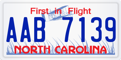 NC license plate AAB7139